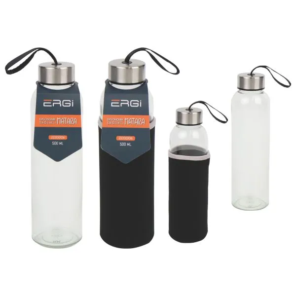 Cam şişe kapaklı matara 500 ml